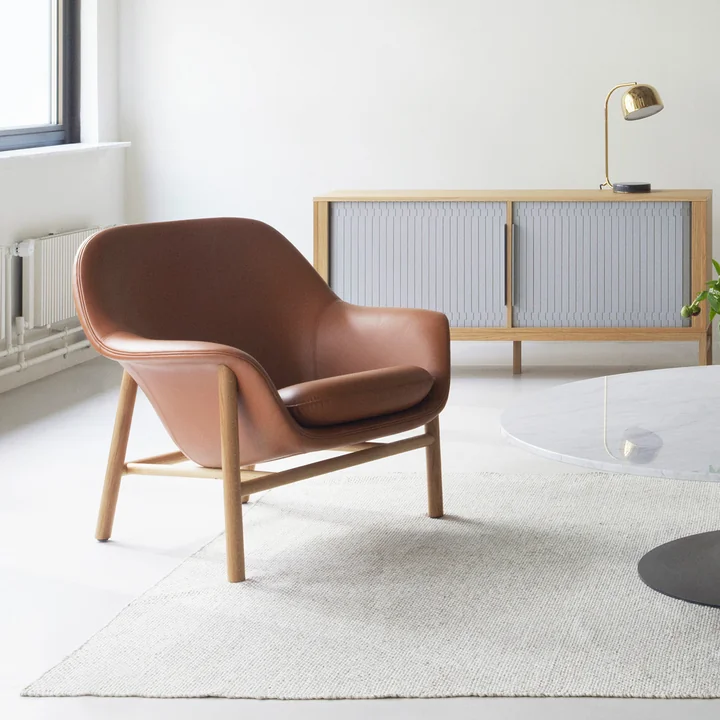 Normann Copenhagen - Drape Lounge Chair, low, Eiche / Ultra-Leder 41577