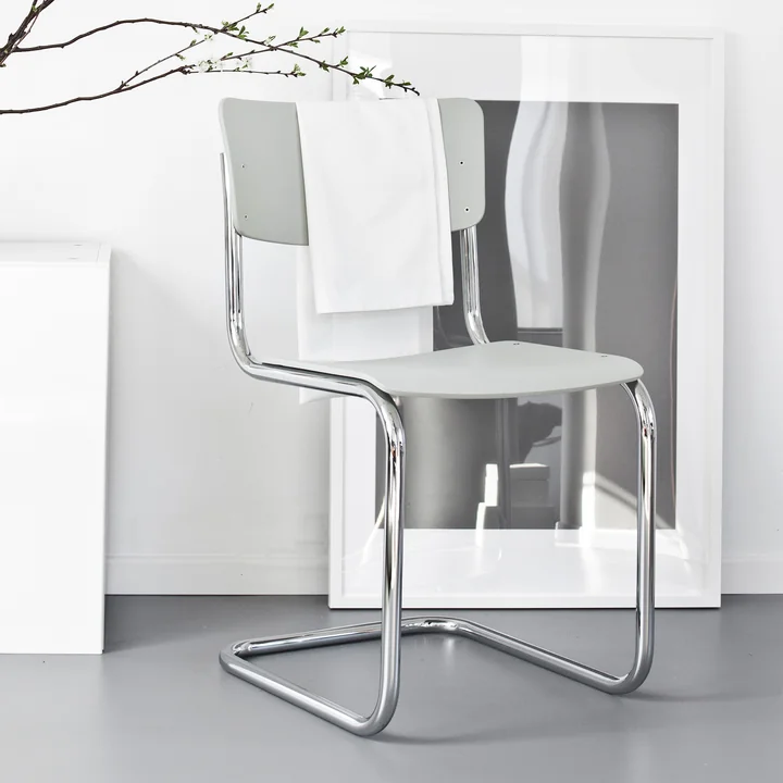 Thonet - S 43 Freischwinger, Chrom / weiß lasiert TP 200