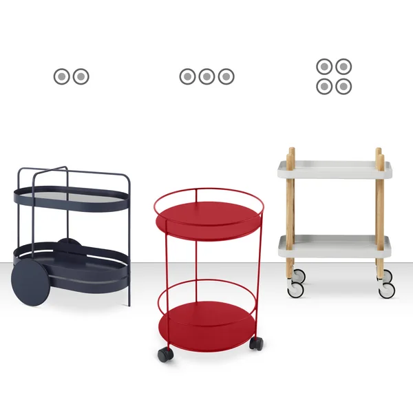 Servierwagen: sicherer Stand und Mobilität