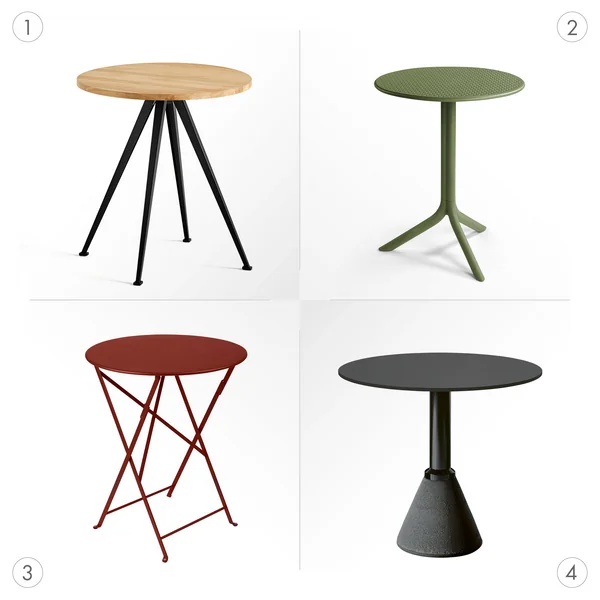 Bistrotische: Materialien für indoor und outdoor