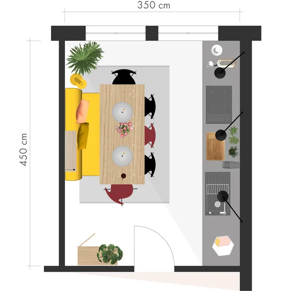 Wohnküche einrichten Beispiel