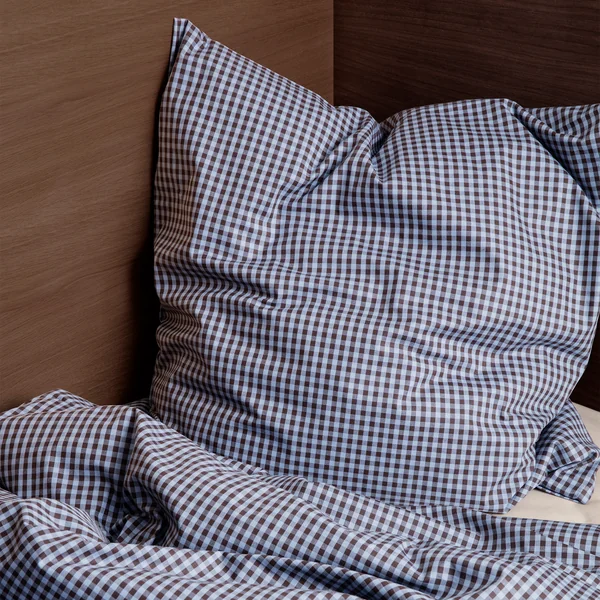 Karierte Bettwäsche von Ferm Living in der Ausführung blau / chocolate