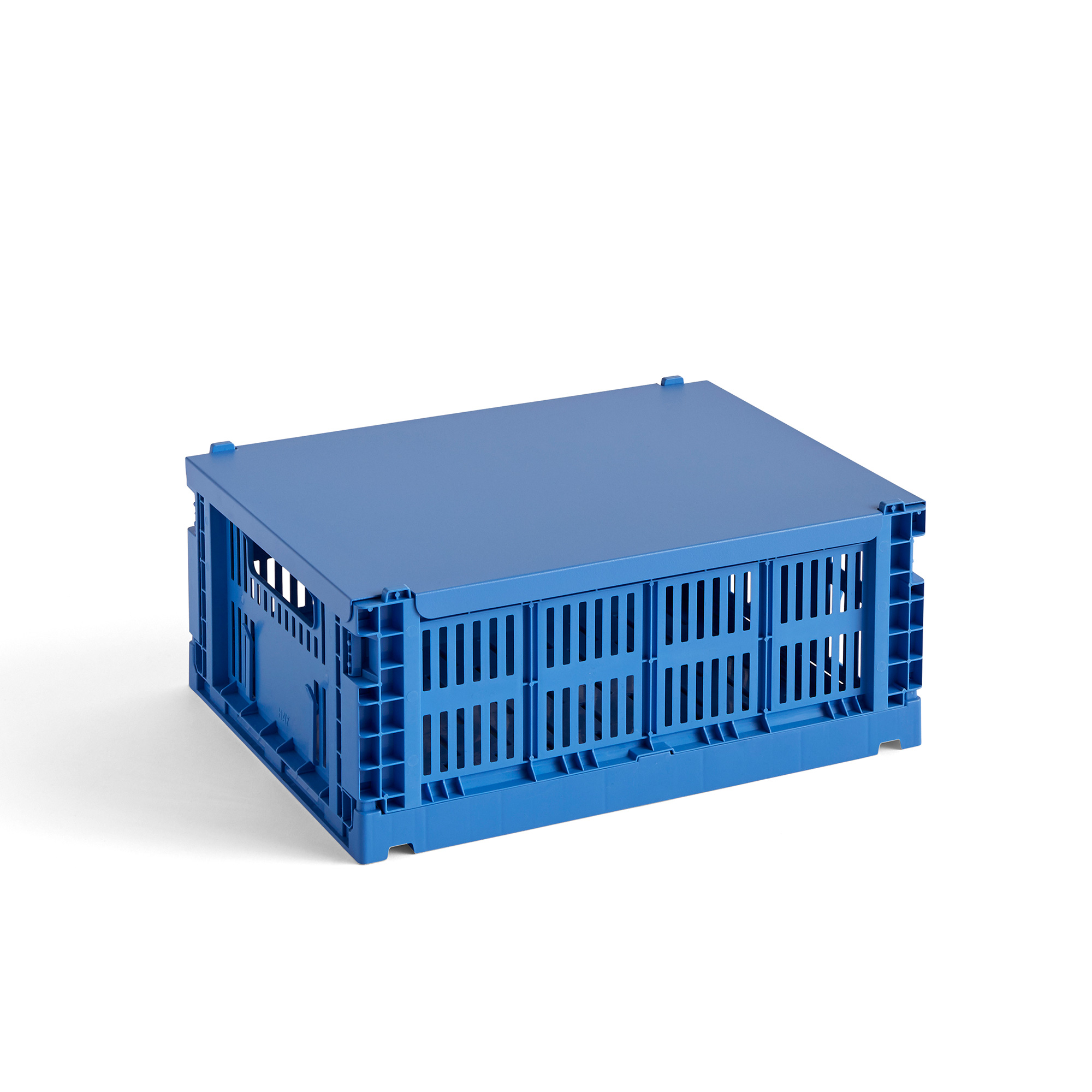 hay - couvercle colour crate m - bleu électrique/revêtu par poudre/lxpxh 34,5x26,5x1,5cm