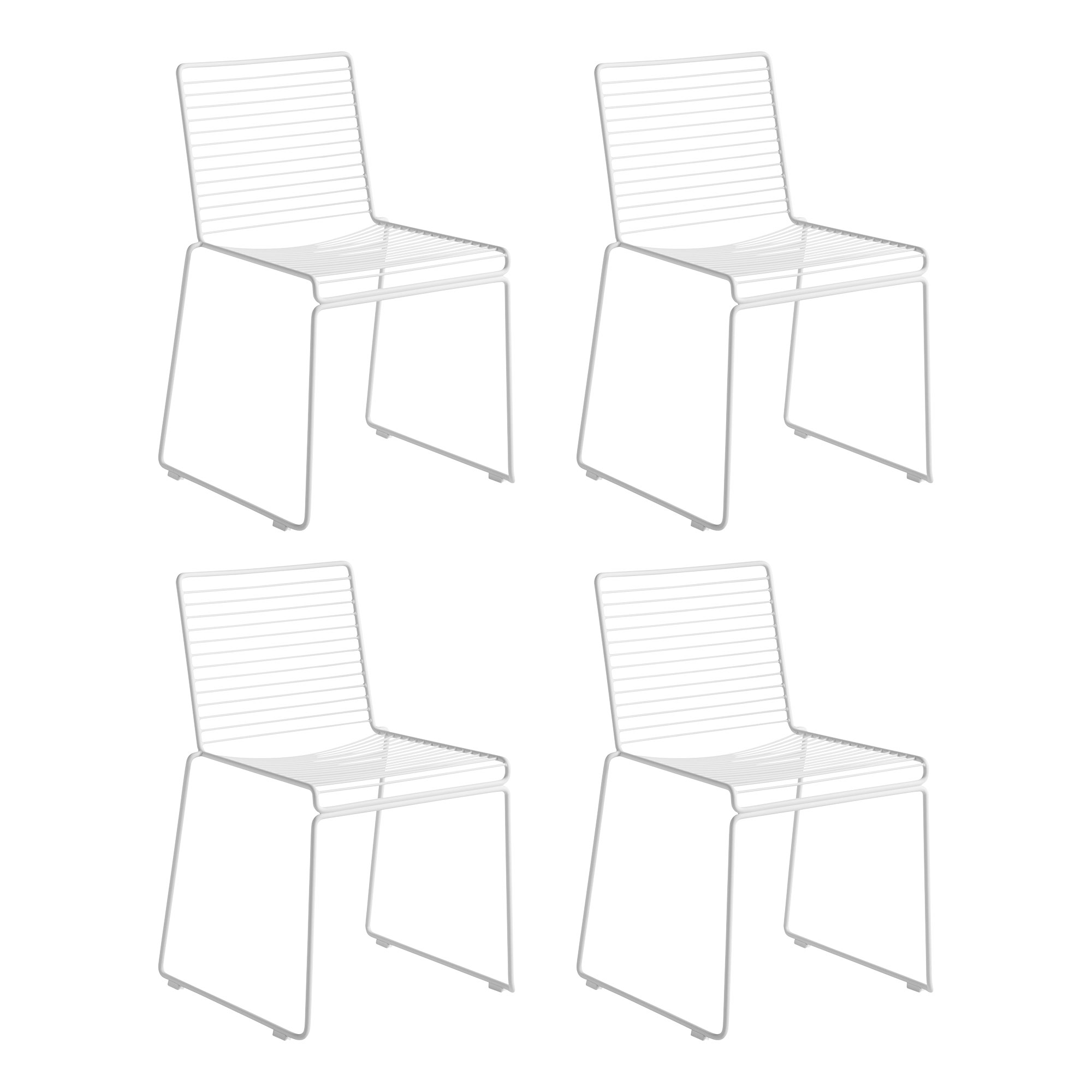 HAY - Set de 4 chaises Hee - blanc/revtu par poudre/LxHxP 47,5x79x50cm/pour intrieur et extrieur