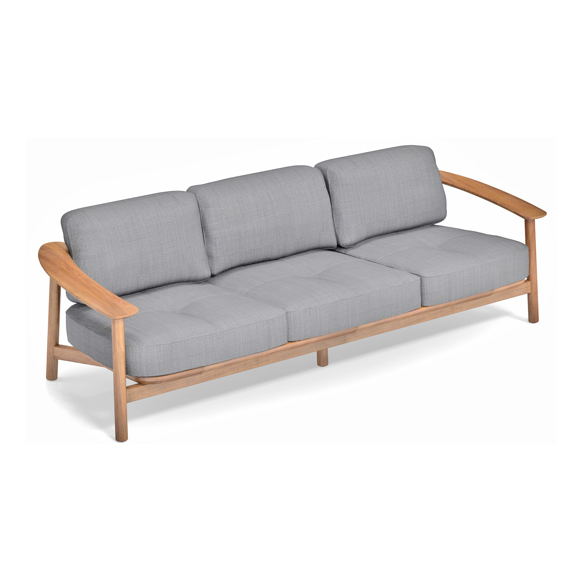 emu - Twins 3-Seater Garden Sofa Teak - hellgrau/BxHxT 241.5x78x86cm/Gestell Teak