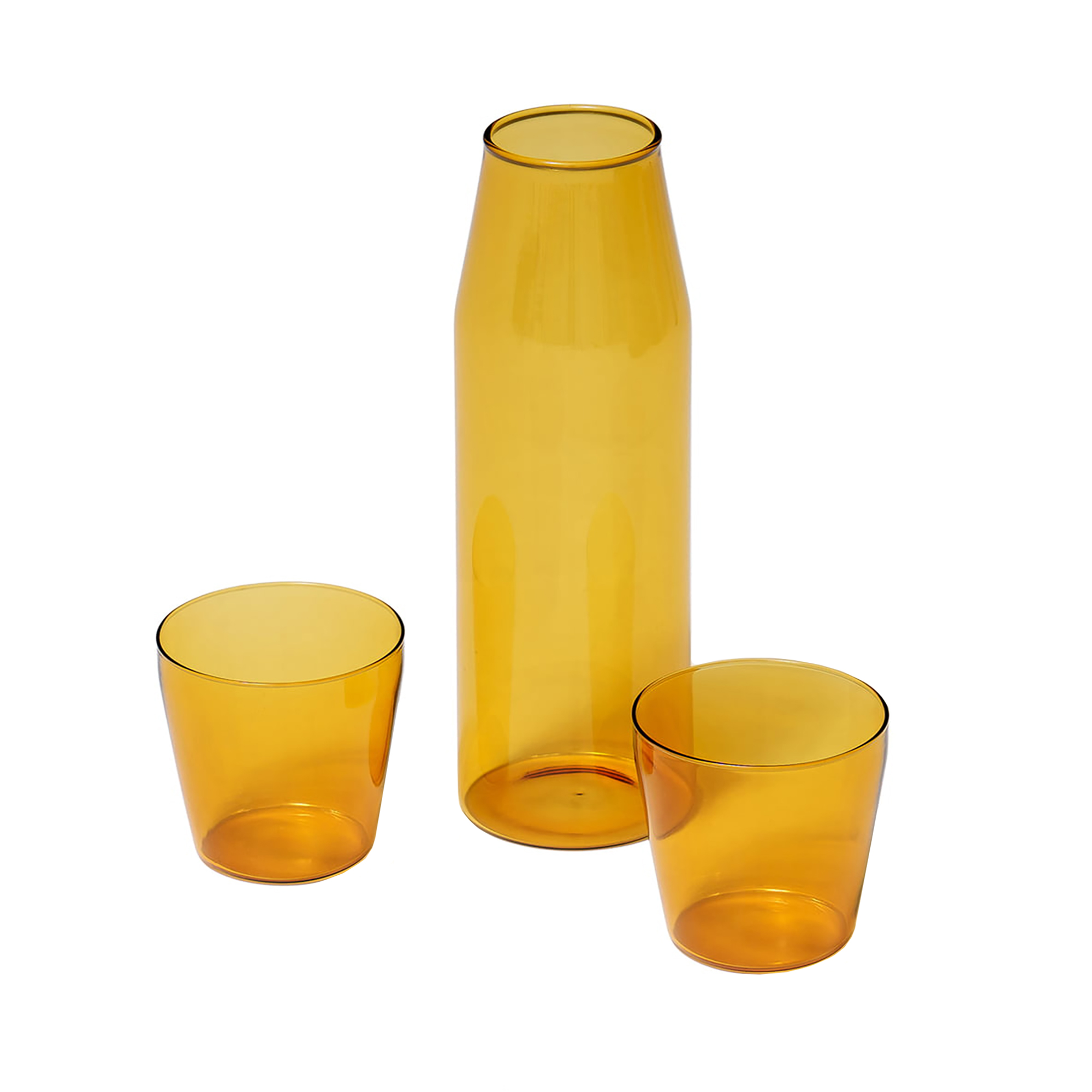 nine - set de 2 verres à eau avec carafe milk - jaune/verre h x ø 7,4x7,9cm/carafe h x ø 23x7,5cm/lavable au lave-vaisselle