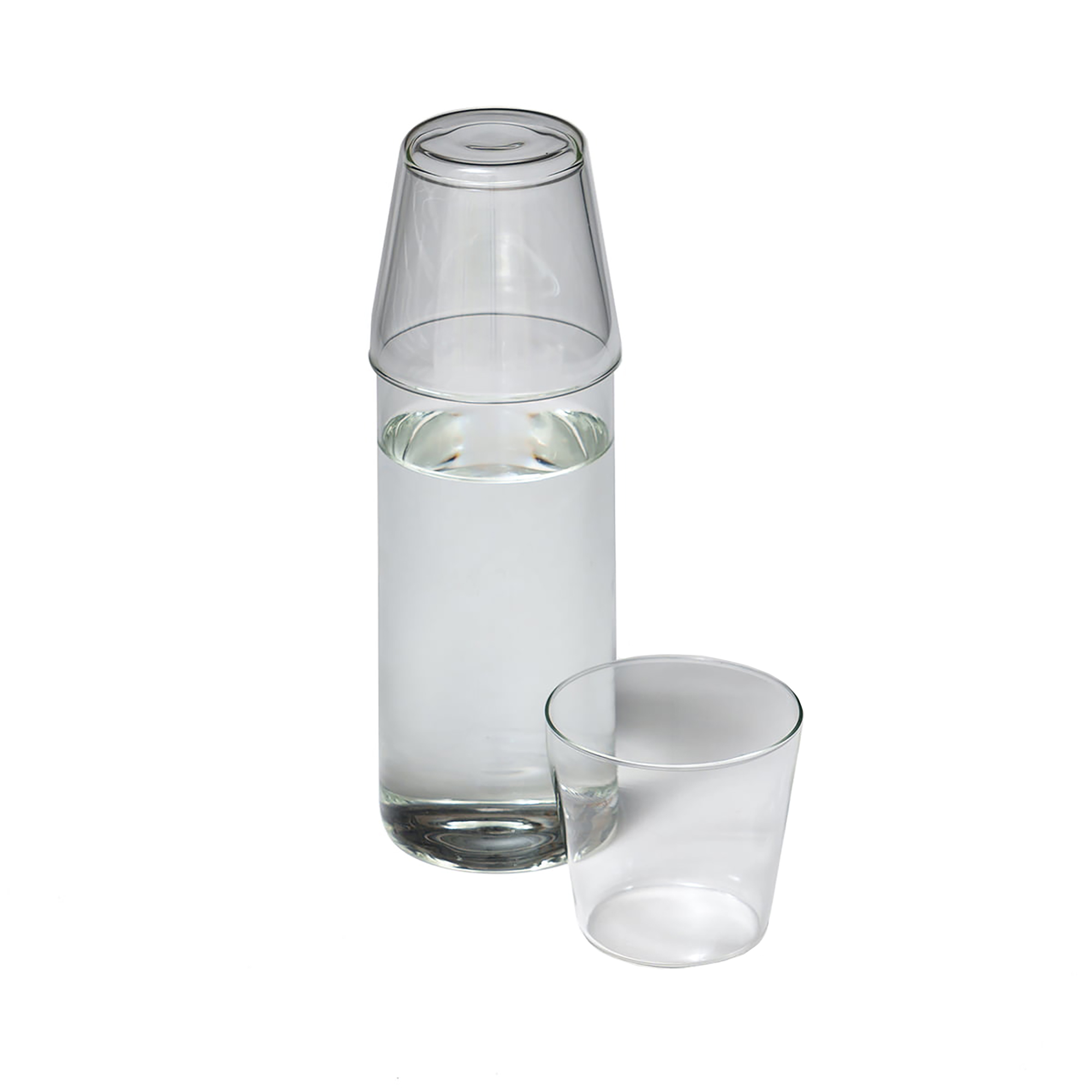 nine - set de 2 verres à eau avec carafe milk - transparent/verre h x ø 7,4x7,9cm/carafe h x ø 23x7,5cm/lavable au lave-vaisselle