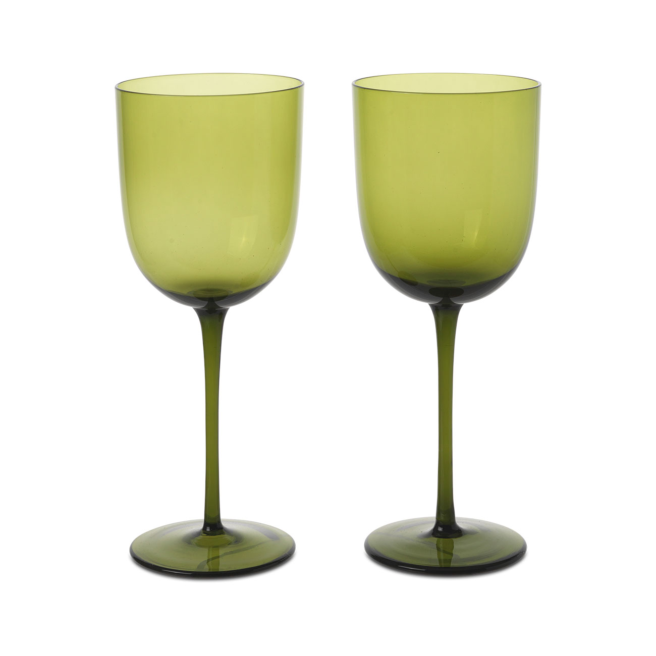 ferm living - set de 2 verres à vin blanc host - vert mousse/lxhxp 22x23,5x8cm/30cl/lavable au lave-vaisselle