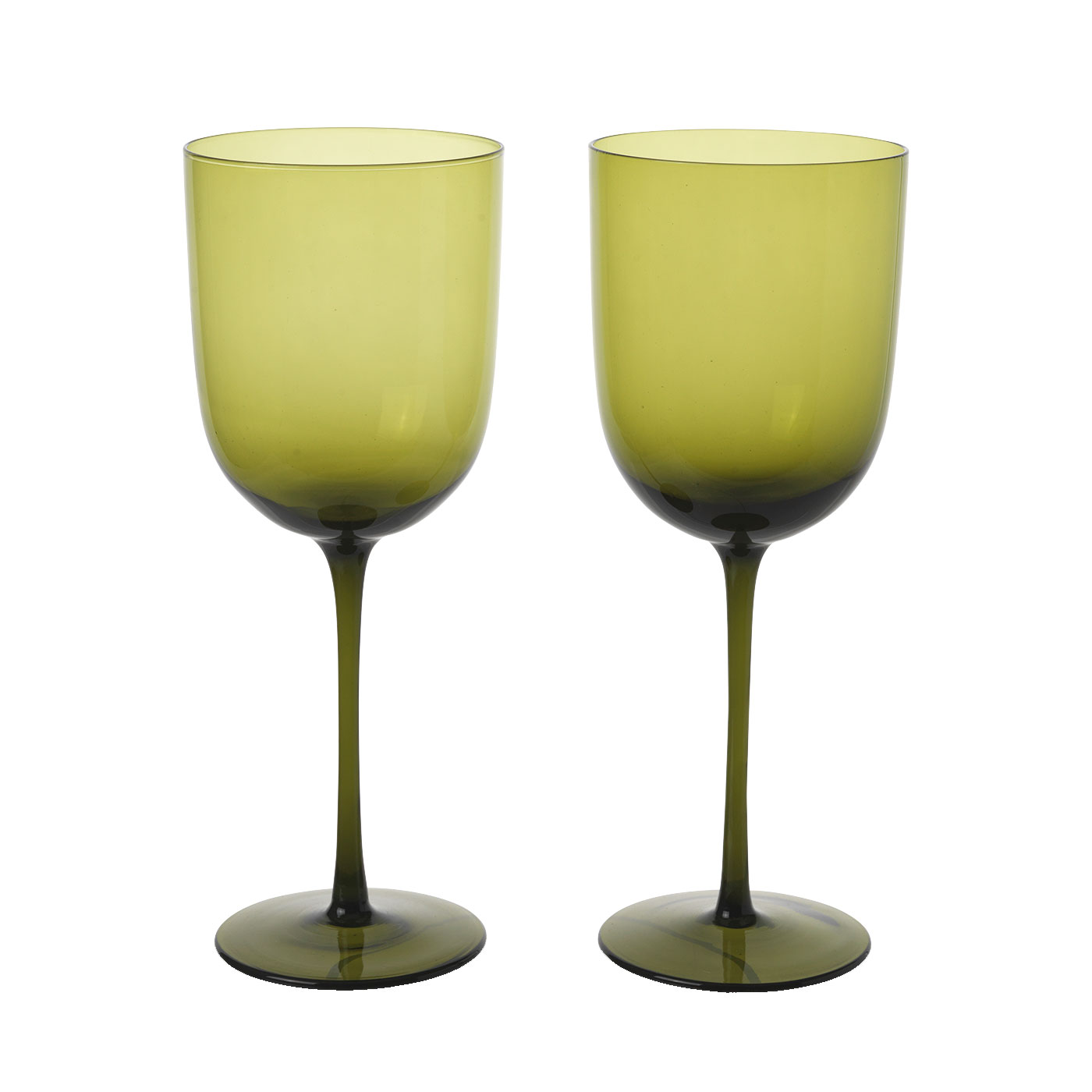 ferm living - set de 2 verres à vin rouge host - vert mousse/lxhxp 23x25,5x8,5cm/36cl/lavable au lave-vaisselle