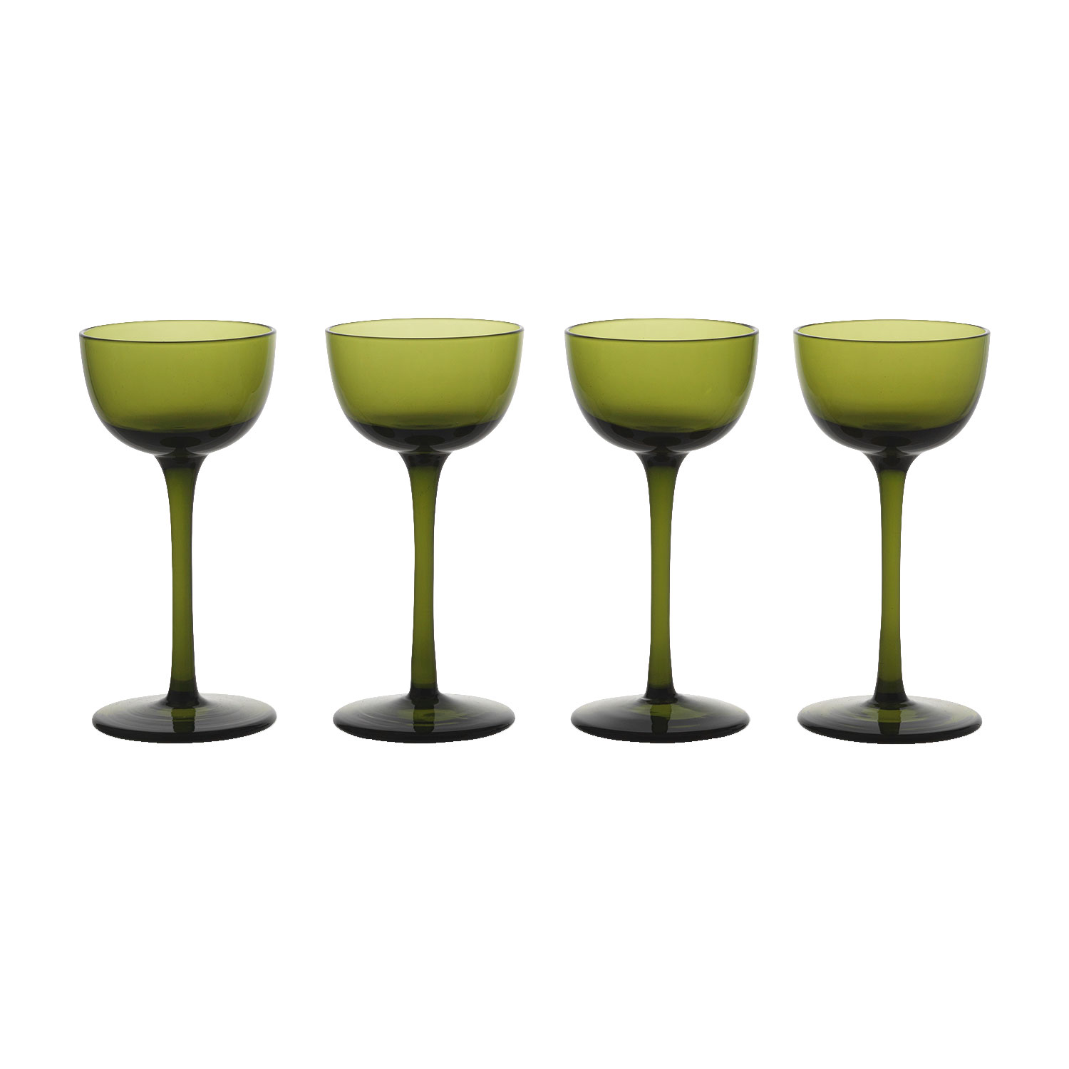 ferm living - set de 4 verres à liqueur host - vert mousse /lxhxp 30x15x5,6cm/0,4cl/lavable au lave-vaisselle