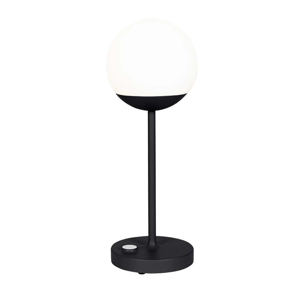 fermob - lampe de table led mooon! max avec batterie - anthracite/texturé avec brillance/hxø 41x15cm/led 3w/2700k/4000k/200lm/300lm/dimmable 10-100%