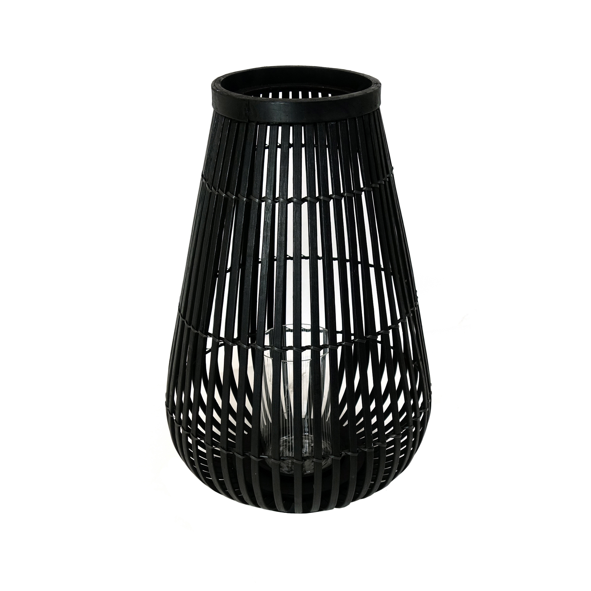 Collection - Bambus Windlicht H 45cm - schwarz/H x  45,5x31cm/mit Glaseinsatz