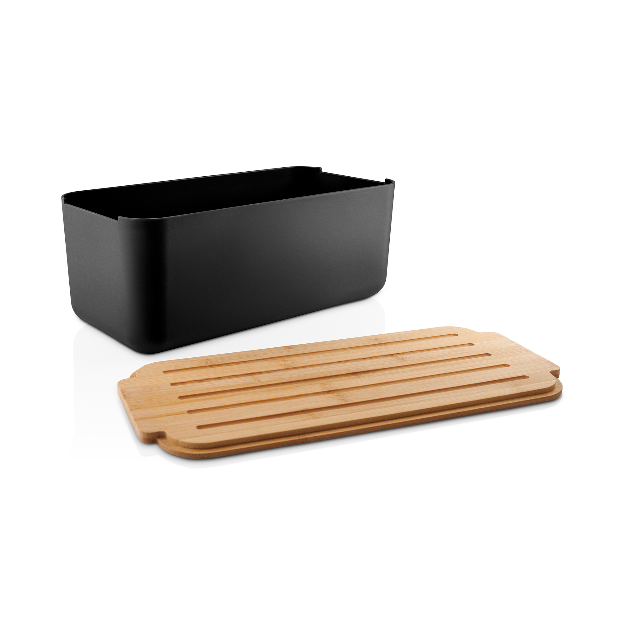 eva solo - boîte à pain - noir/carbonisé couvercle en bambou/lxlxh 42x19x15,5cm/lavable au lave-vaisselle