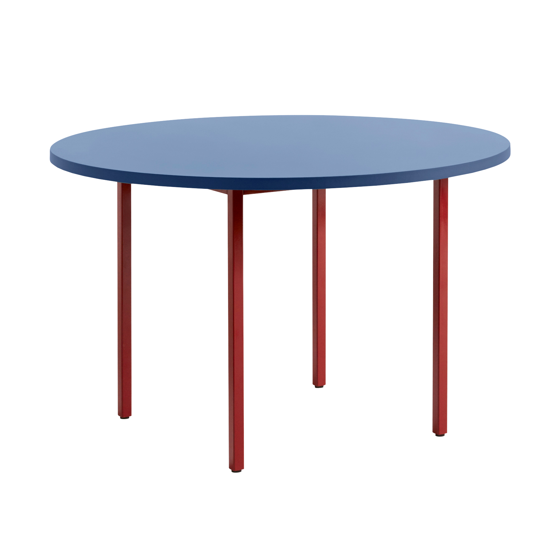 HAY - Table  manger Two-Colour structure rouge marron 120cm - bleu, rouge marron/plateau de table valchromat laqu  base d'eau/structure acier 