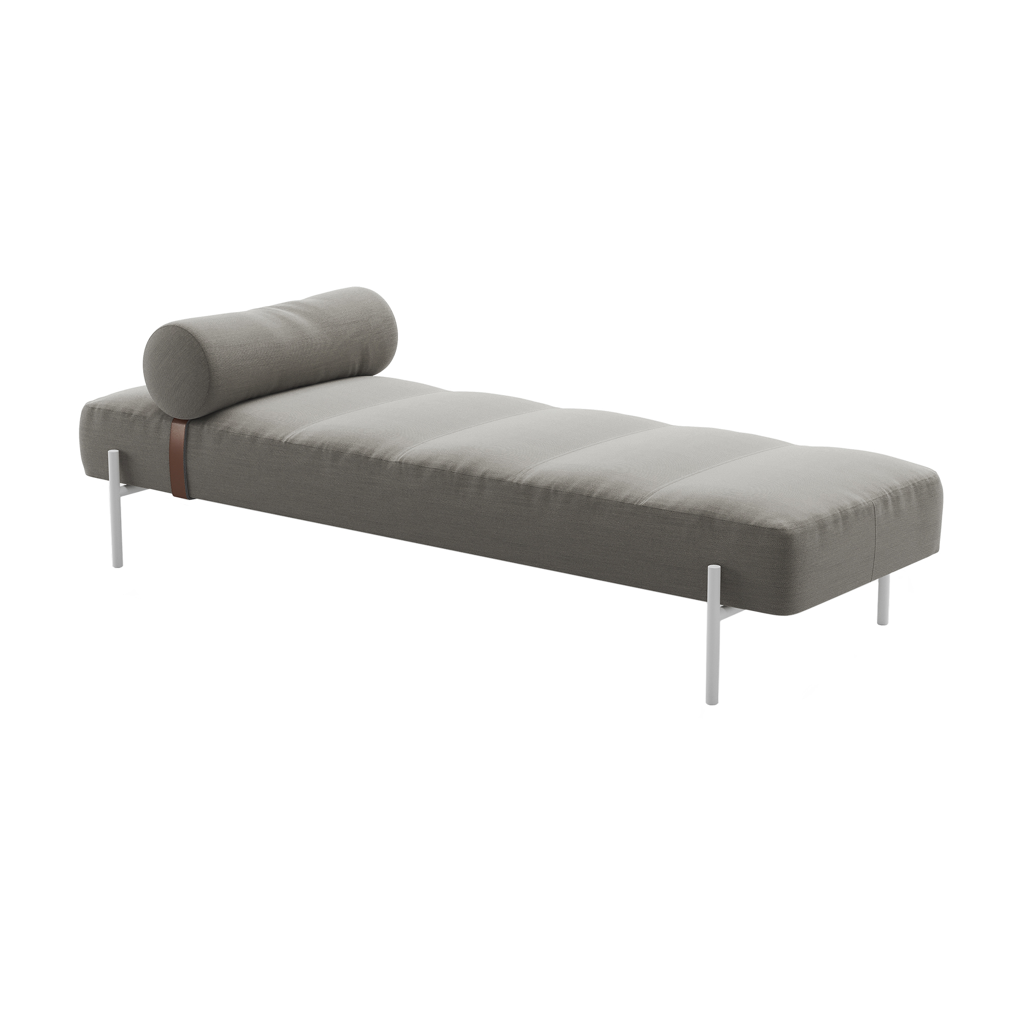 Northern - Daybed Sofa Bed Frame White - grau/Kvadrat Steelcut 124/LxBxH 200x66x38cm/mit Nackenrolle