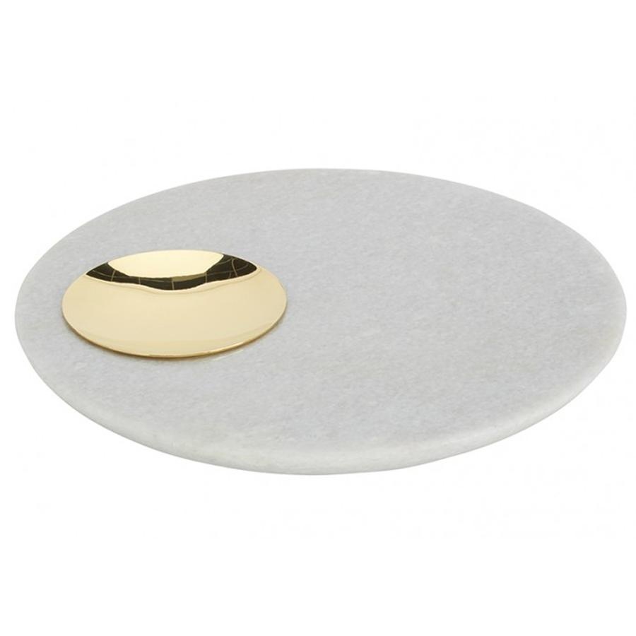 tom dixon - plat de service stone - laiton/blanc/marbre/h x ø 3x20,2cm