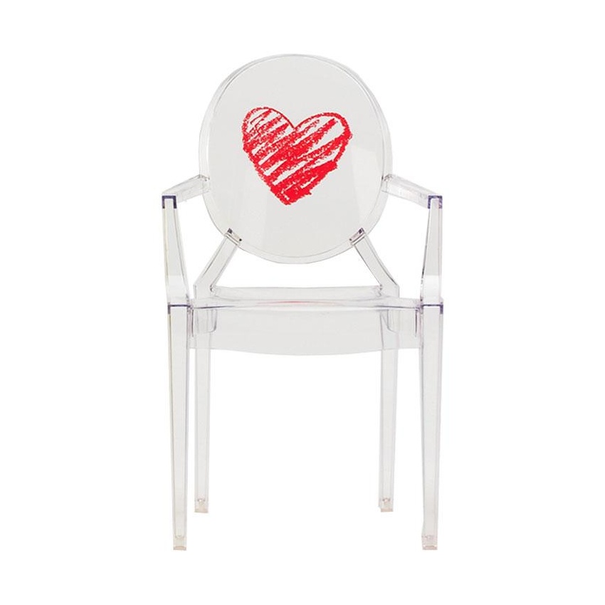 kartell - lou lou ghost - chaise d'enfant avec motif - transparent/motif cœur/lxpxh 40x37x63cm