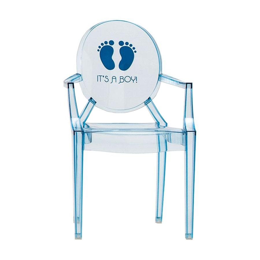 kartell - lou lou ghost - chaise d'enfant avec motif - bleu clair/motif it’s a boy/lxpxh 40x37x63cm