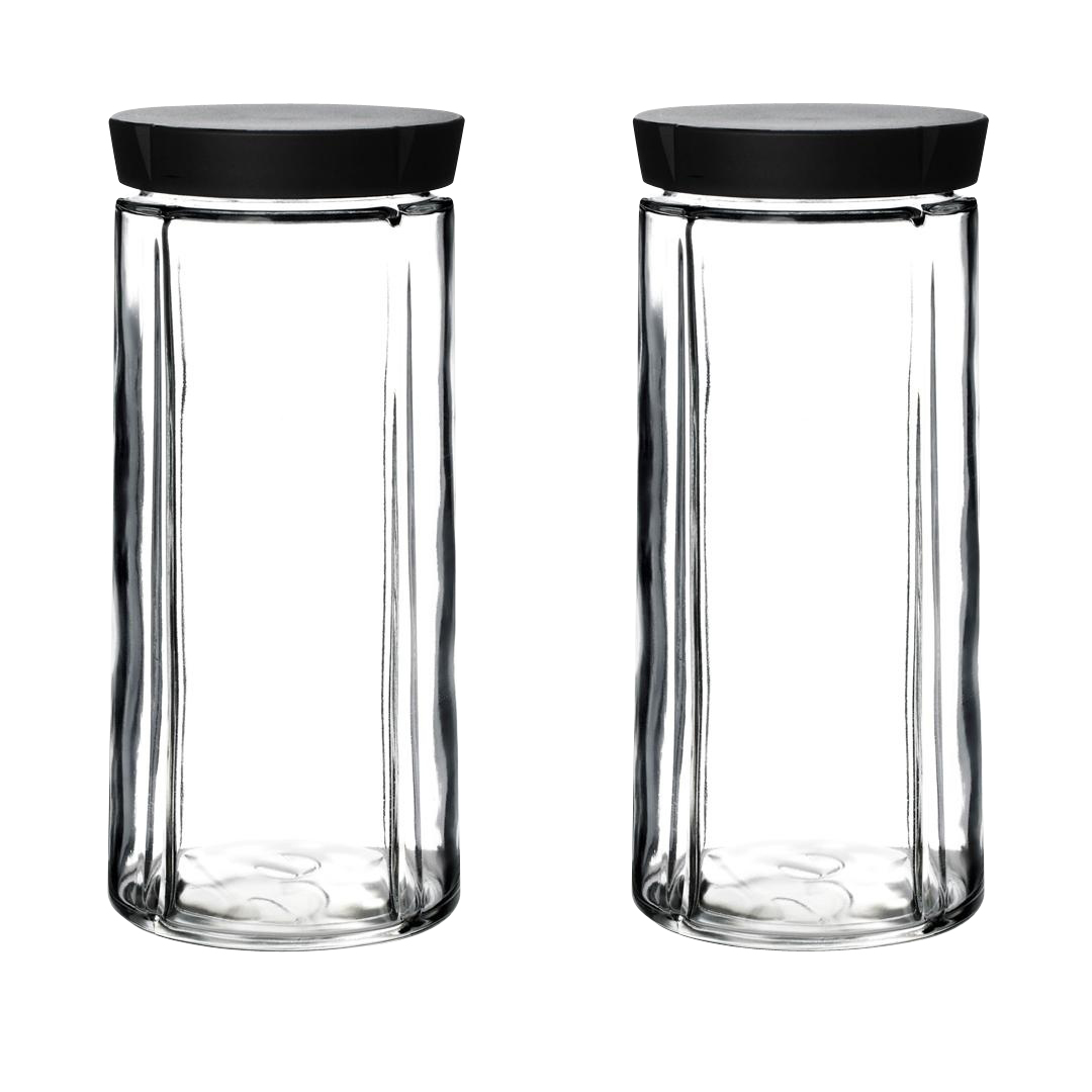 rosendahl design group - set de 2 bocaux en verre grand cru - transparent/couvercle noir/h 24cm / ø 11cm/2 unités