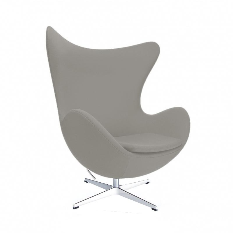 fritz hansen - fauteuil l'oeuf/ egg chair™ étoffe - clair gris/étoffe fame 61136/structure aluminium satiné/pxhxp 86x107x79-95cm