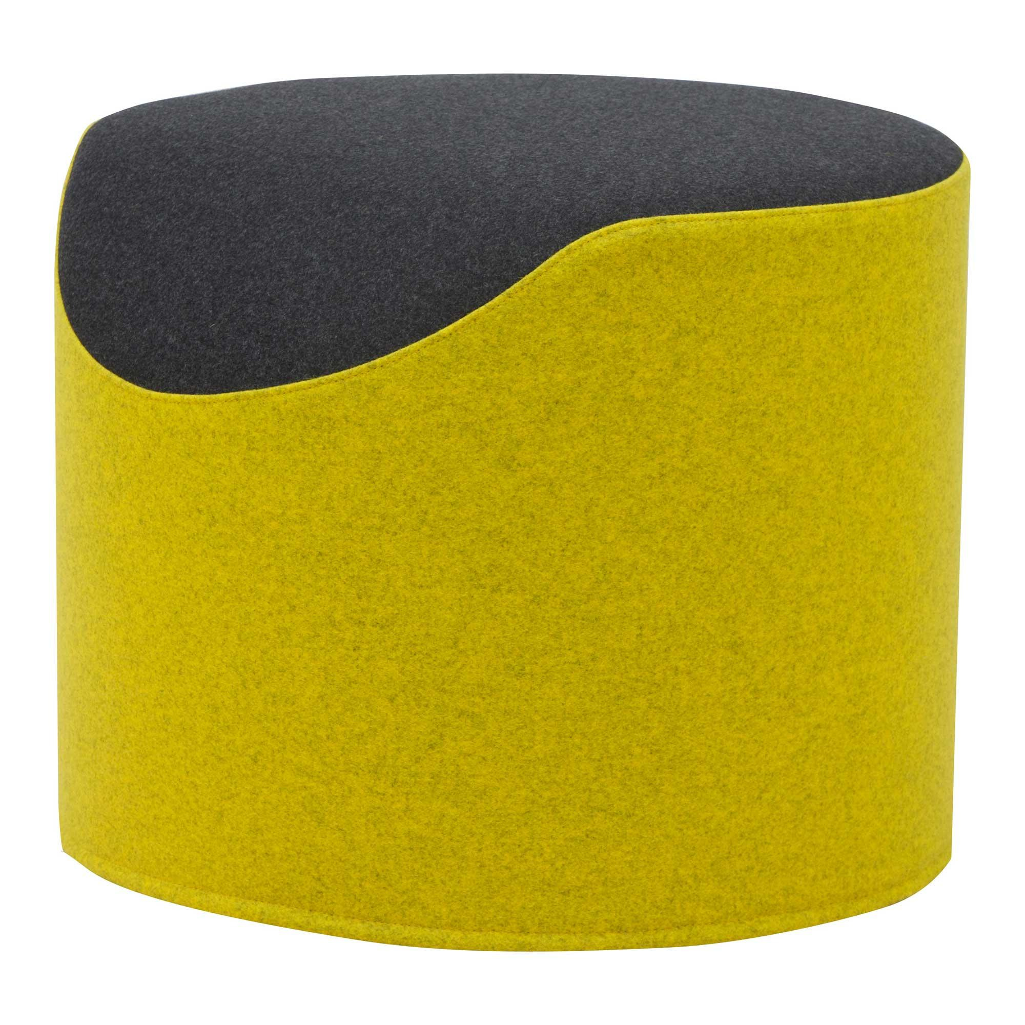 softline - tabouret/repose-pied coral - jaune/noir/étoffe feutre 847 et 610/h x ø 40x50cm
