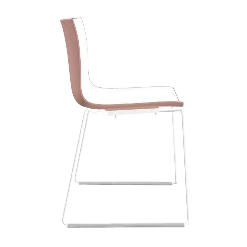 Arper - Catifa 46 0278 - Chaise bicolore pied blanc - blanc/ros/coque brillant/dedans mat/support blanc mat V12/nouvelle couleur