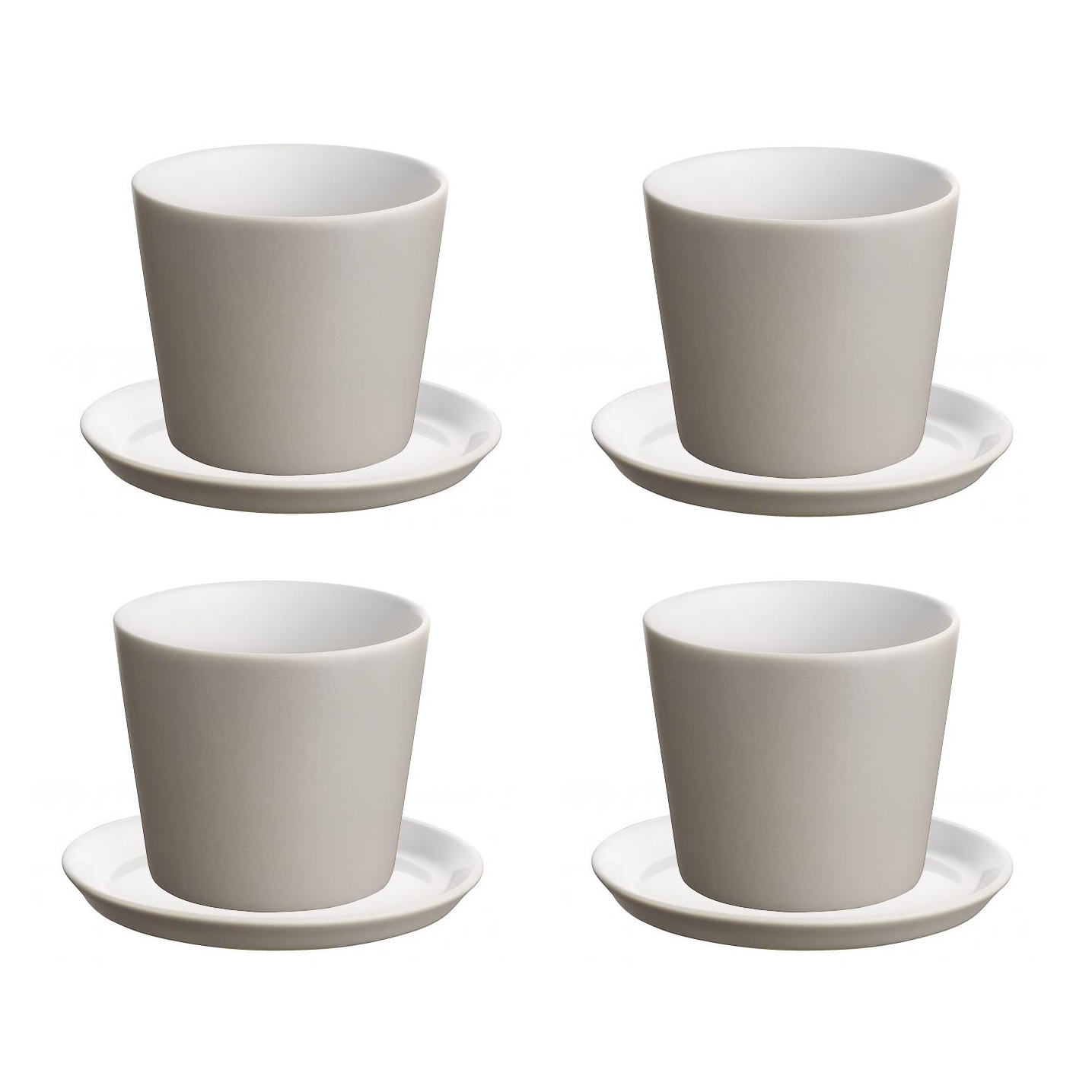 alessi - set de 4 tasses de moka avec soucoupes tonale - gris clair/4 x tasse ø 6cm, 8cl/4 soucoupes ø12cm