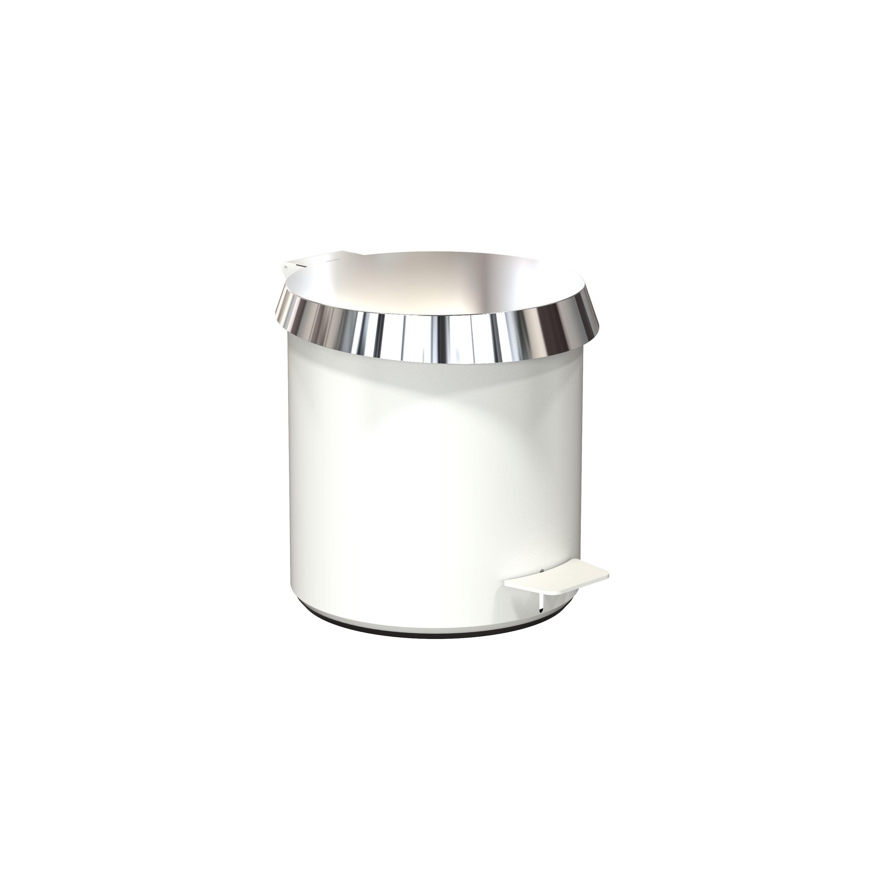 frost - pedal bin 250 - poubelle à pédale/poubelles - blanc/couvercle poli/h 25.3cm/ø 23cm/if design award 2018