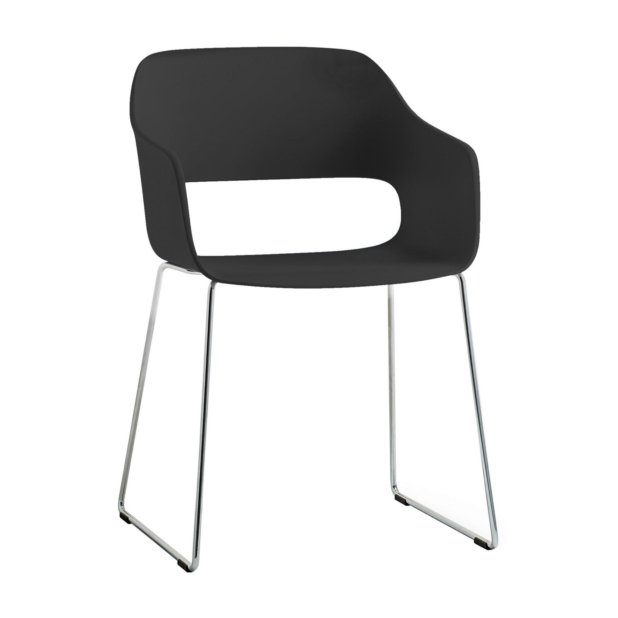 pedrali - chaise avec accoudoirs babila 2745 - noir/hxlxp 79x53.5x54.5cm/structure acier chromé