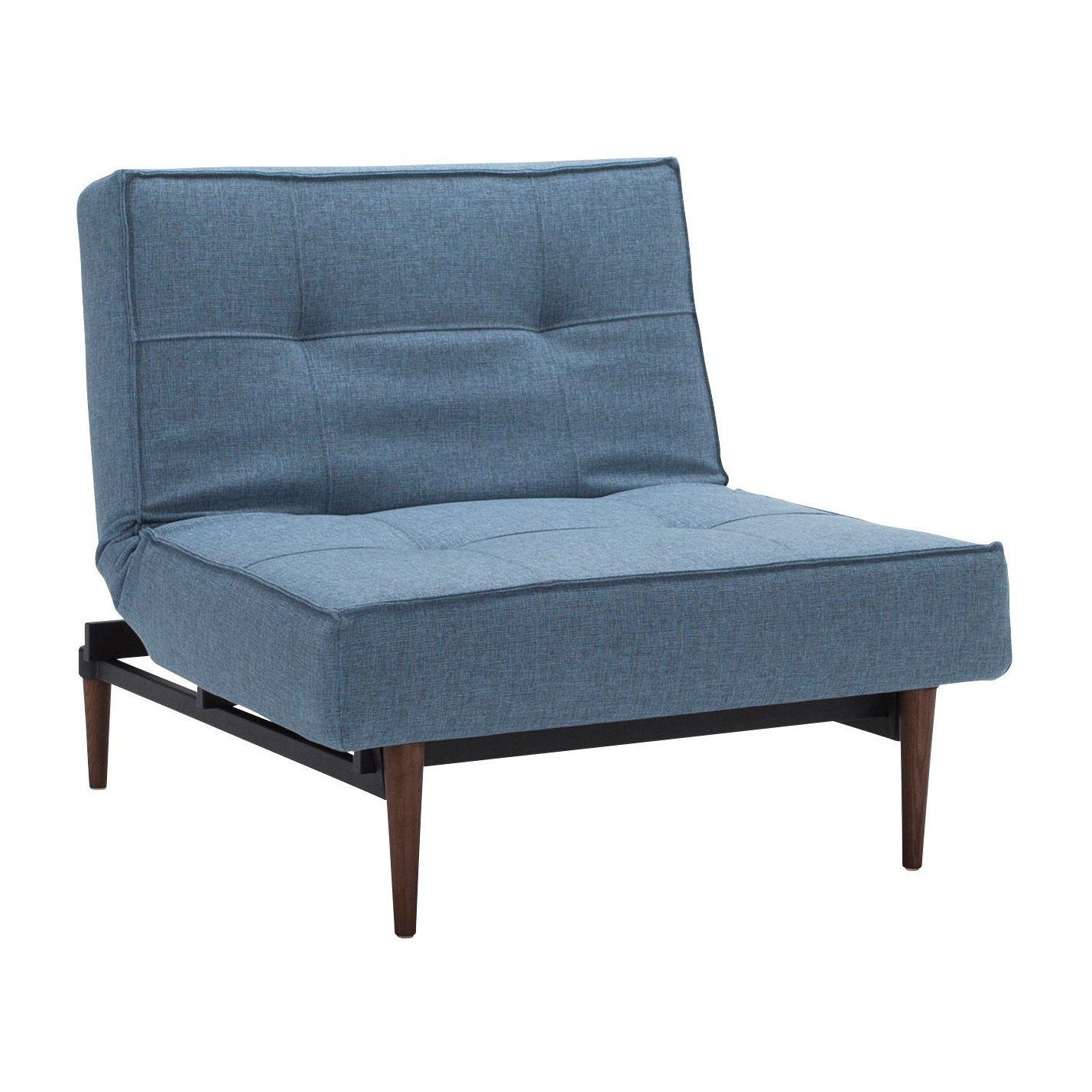 Innovation - Splitback Styletto fauteuil hout donker - lichtblauw/stof 525 Mixed Dance Light Blue/onderstel staal zwart/voeten van donker hout