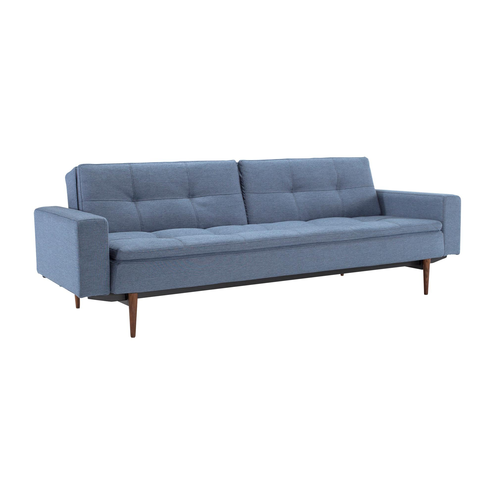 Innovation - Dublexo Styletto Sofa Bed With Armrests Dark Wood - indigo/Stoff 558 Soft Indigo/Gestell Stahl schwarz/Fe dunkles Holz
