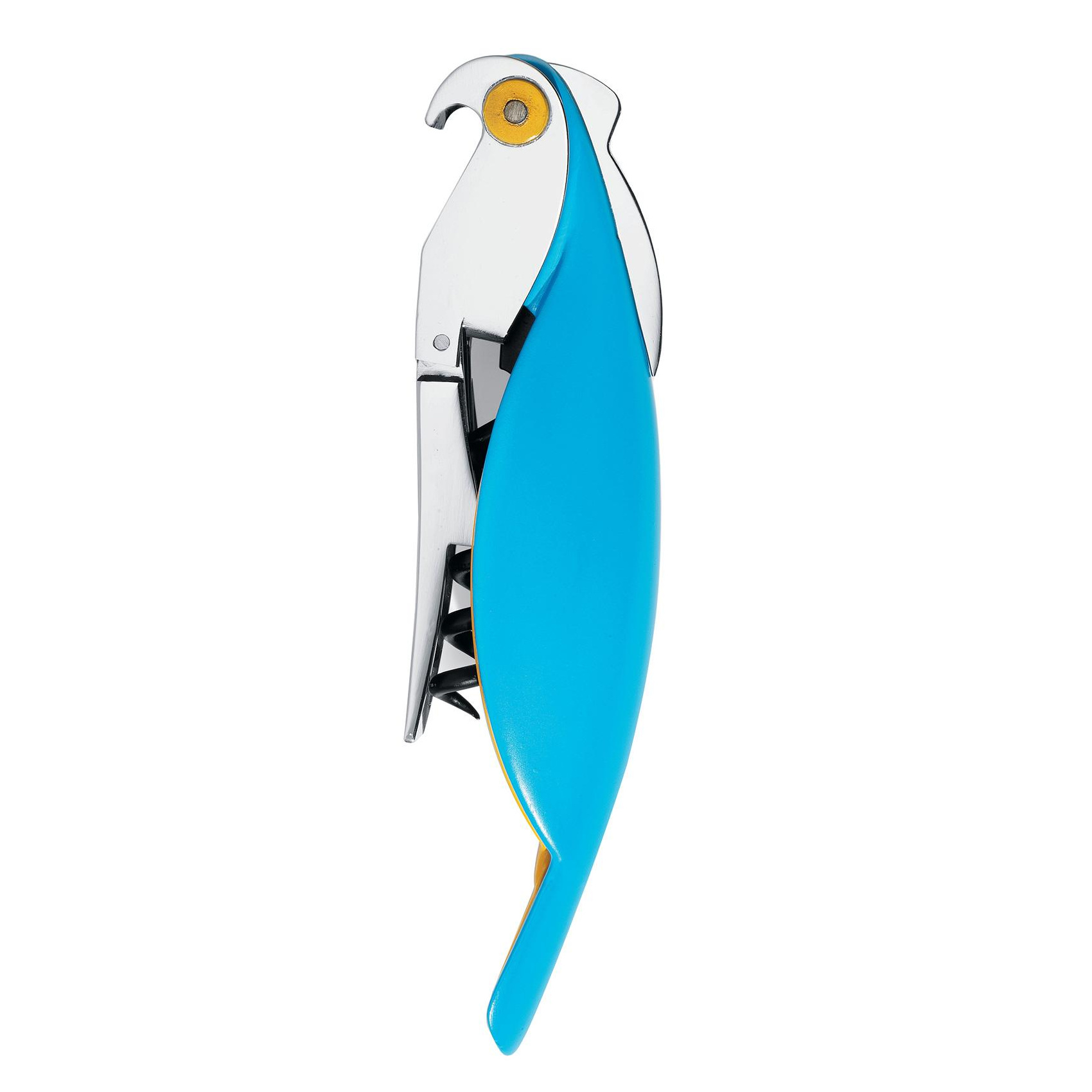 alessi - sommelier tire-bouchon parrot - bleu clair/lxlxh 3x2,5x13cm