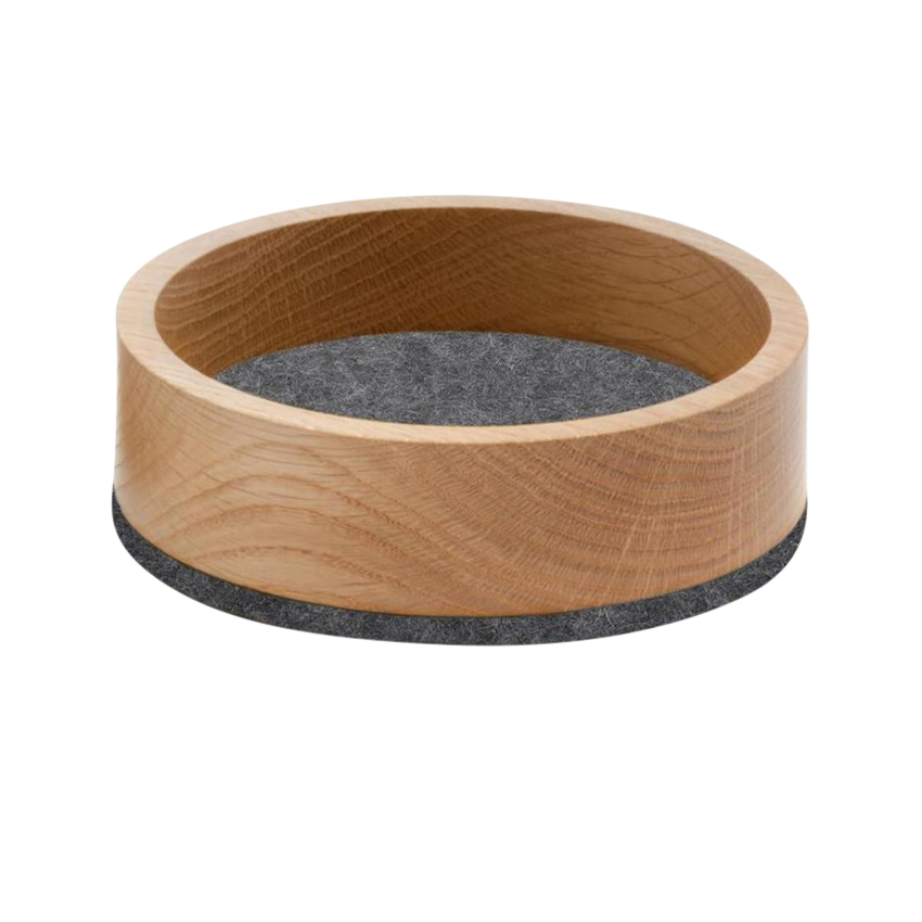 hey-sign - bol en bois bowl s - feutre anthracite/épaisseur de feutre 5mm/h 4.5cm / ø 13.5cm/chêne massif huilé