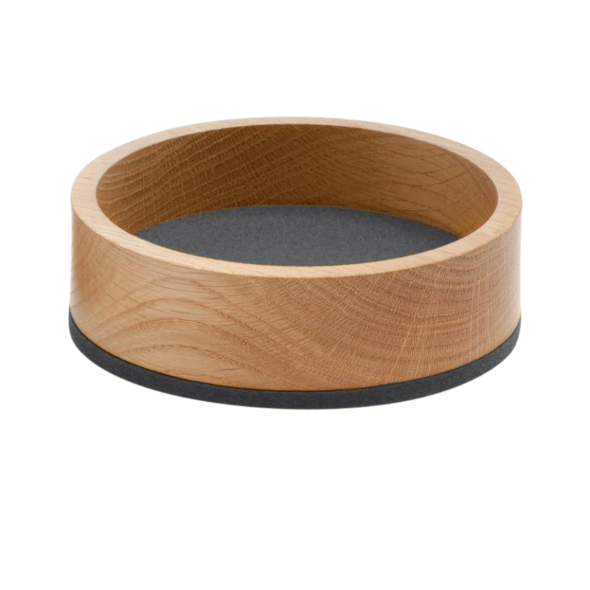hey-sign - bol en bois bowl s - feutre gris colombe/épaisseur de feutre 5mm/h 4.5cm / ø 13.5cm/chêne massif huilé