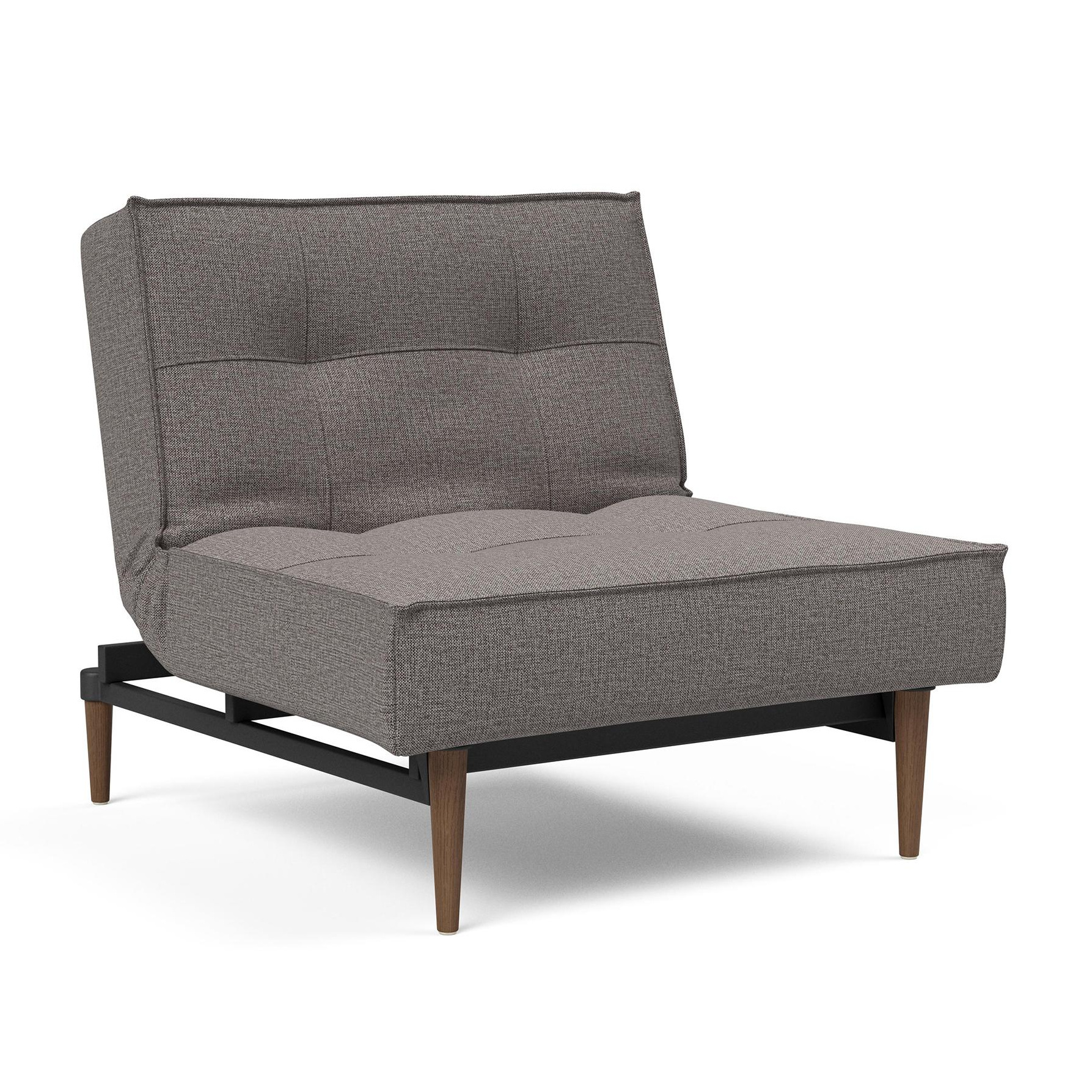 Innovation - Splitback Styletto fauteuil hout donker - grijs/stof 521 Mixed Dance Grey/onderstel staal zwart/voeten van donker hout