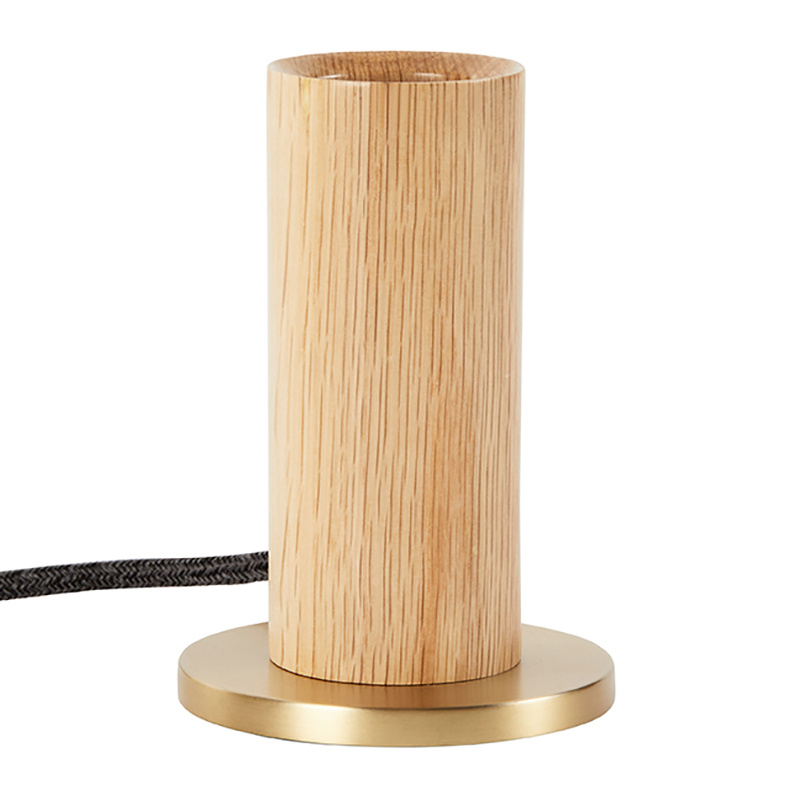 tala - lampe de table oak knuckle - chêne/laiton/gris/fsc certifié/hxø 12,3x8,5cm/cable pvc gris tressé 300cm/avec gradateur de cable coupure de phase