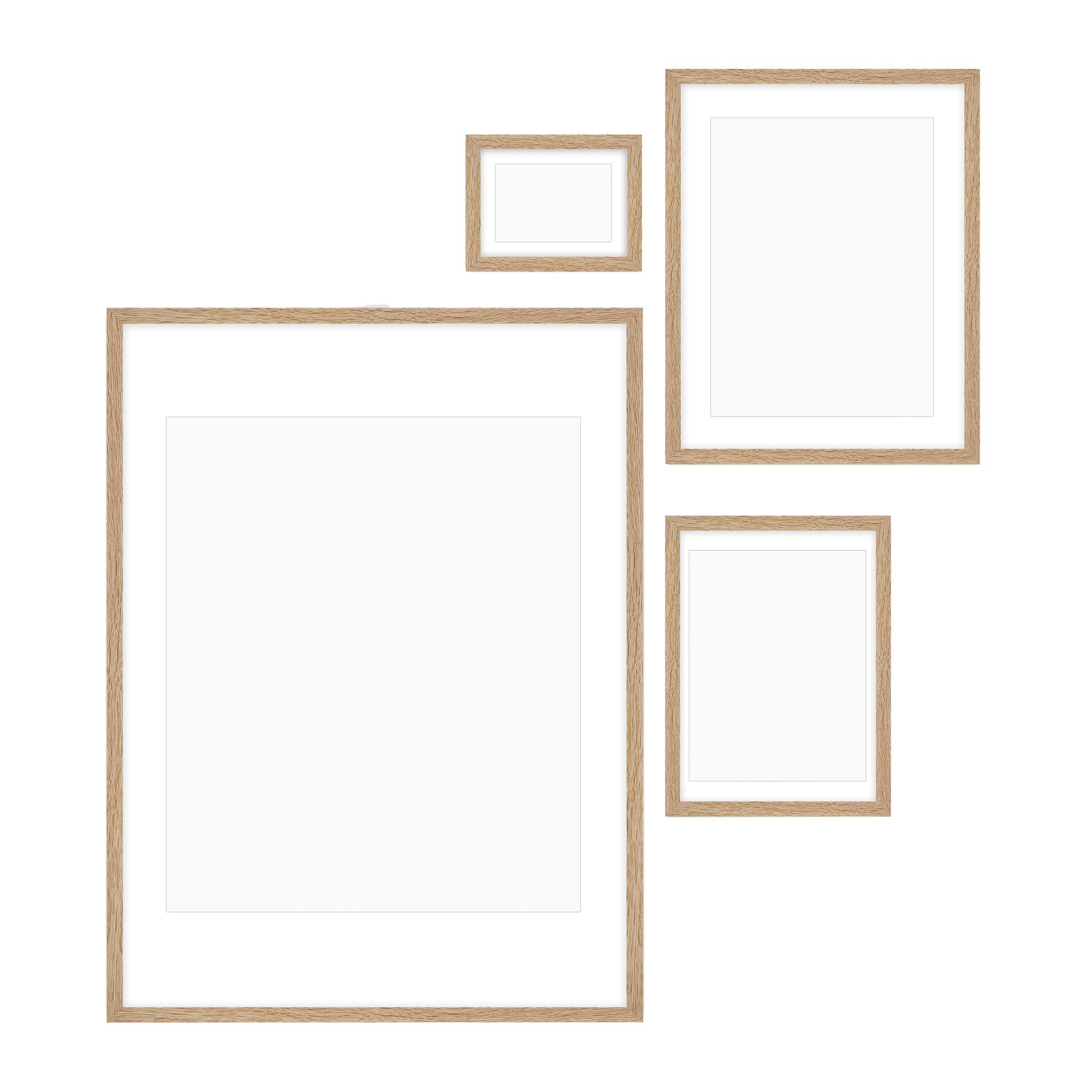 Collection - Set de 4 cadres de photo Gallery Wall - blanc de chne/revtu /y compris le passe-partout/stratifi aspect chne
