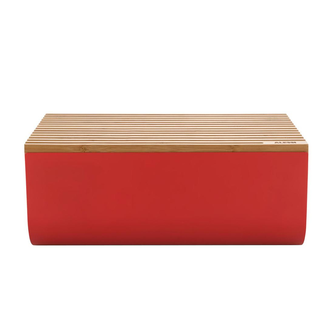 alessi - boîte à pain mattina - rouge/laqué époxy/lxlxh 34x21x14cm/planche à découper en bambou