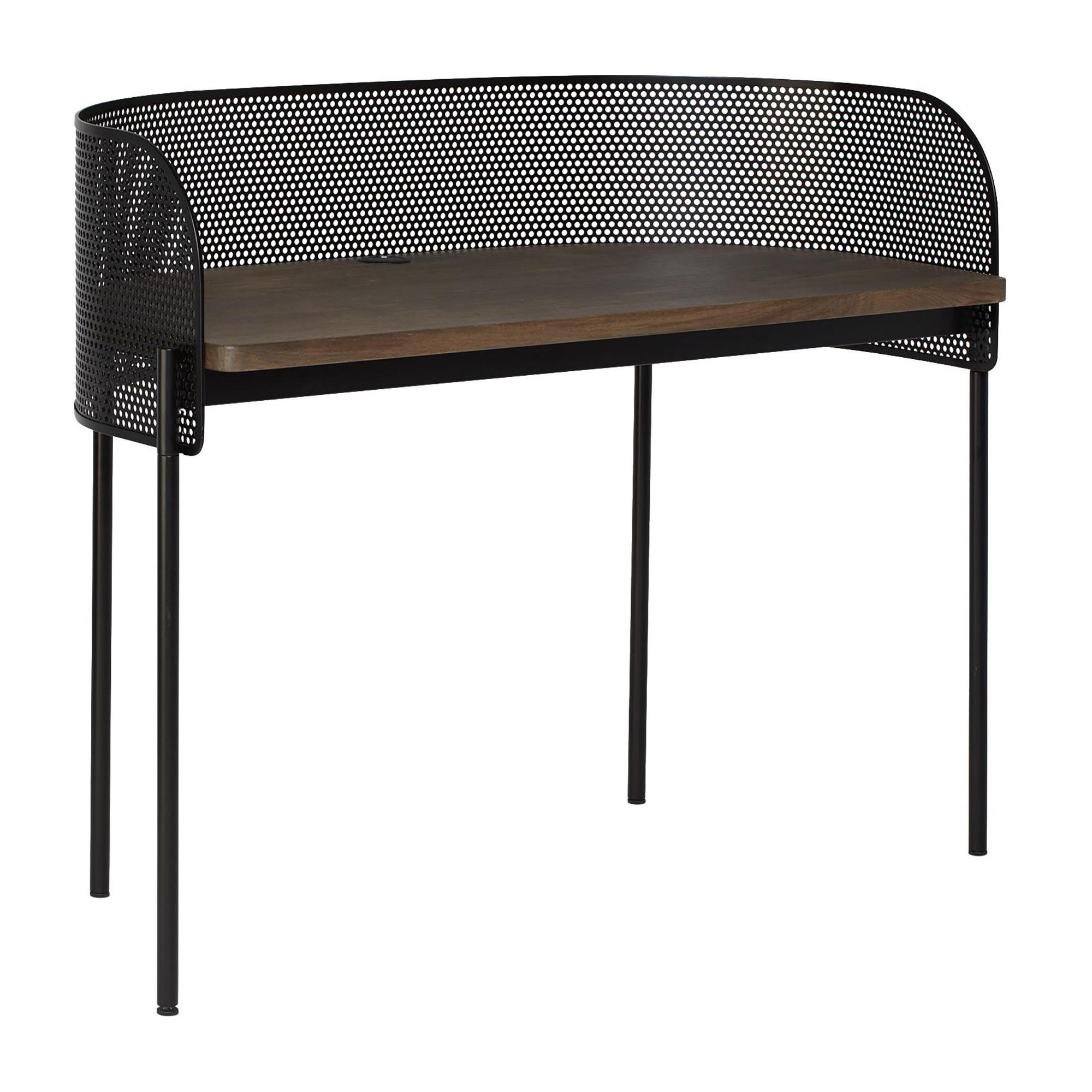 Northern - Shelter Schreibtisch - schwarz/Tischplatte Eiche geruchert/Gestell Stahl schwarz/BxHxT 125x97x62cm