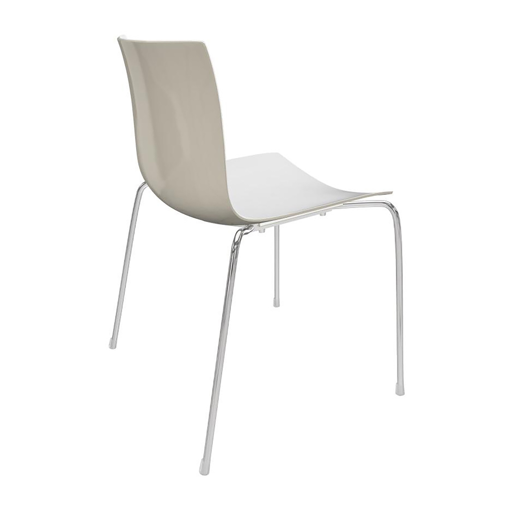 Arper - Catifa 46 0251 stoel tweekleurig onderstel chroom - wit/ivoor/buitenschaal glanzend/binnen mat/BxDxH 53,5x50,5x80cm/onderstel staal verchroomd