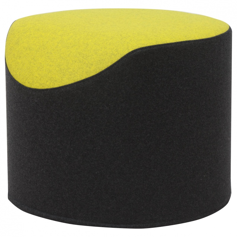 softline - tabouret/repose-pied coral - noir/jaune/étoffe feutre 610 et 847/h x ø 40x50cm