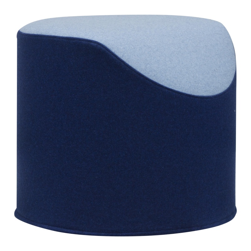 softline - tabouret/repose-pied coral - dark blue/light blue/étoffe feutre 858 et 859/h x ø 40x50cm